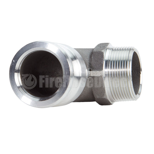 Aluminum 1 1/2" Male Camlock x 1 1/2" Male NPT 90 Degree Elbow (USA)