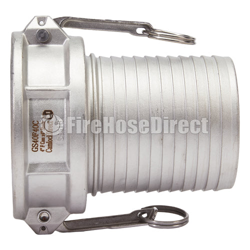 Stainless Steel 4" Female Camlock to Hose Shank