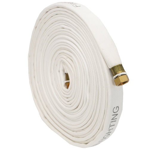 White 1" x 50' Double Jacket Mill Hose (3/4" GHT Couplings)