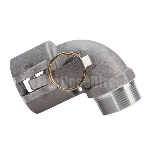 Aluminum 1 1/2" Female Camlock x 1 1/2" Male NPT 90 Degree Elbow (USA)