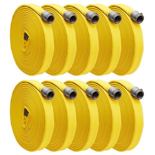Key Big 10 Yellow 2 1/2" x 50' Double Jacket Fire Hose (10 Pack)