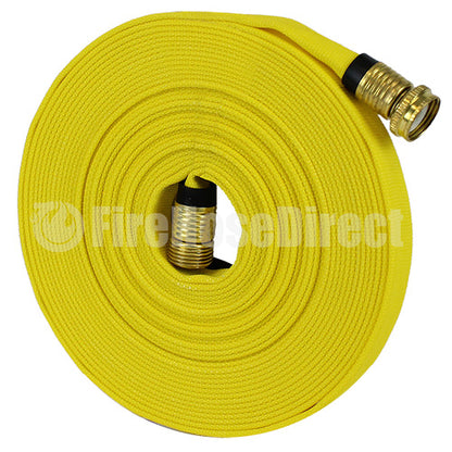 Yellow 5/8" x 50' Forestry Hose (Brass Garden Hose Couplings - 10 Pack)