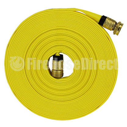 Yellow 5/8" x 50' Forestry Hose (Brass Garden Hose Couplings - 10 Pack)