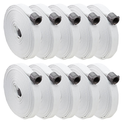 White 1 1/2" x 100' Single Jacket Hose (Alum NH Couplings - 10 Pack)
