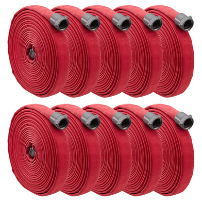 Key Fire Big-10 Red 1 3/4" x 50' Double Jacket Fire Hose (10 Pack)