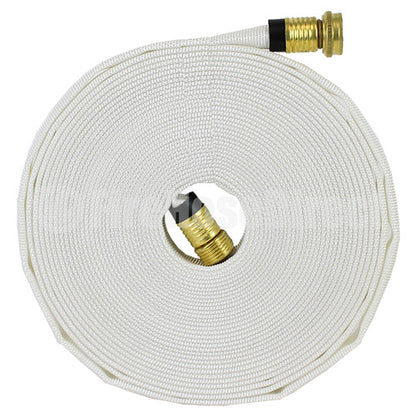 White 3/4" x 50' Forestry Hose (Brass Garden Hose Couplings - 10 Pack)