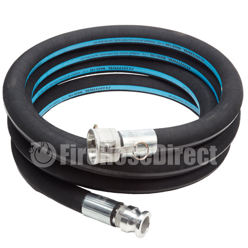 Black 1 1/2" x 20' Heavy-Duty Camlock Suction Hose