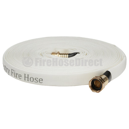 White 5/8" x 50' Forestry Hose (Brass Garden Hose Couplings) - Import