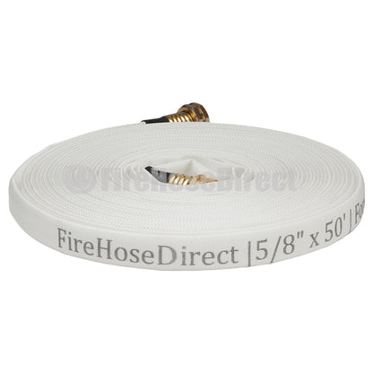 White 5/8" x 50' Forestry Hose (Brass Garden Hose Couplings) - Import