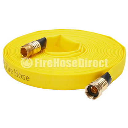 Yellow 3/4" x 50' Forestry Hose (Brass Garden Hose Couplings) - Import with Band