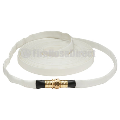 White 5/8" x 50' Forestry Hose (Brass Garden Hose Couplings) - Import