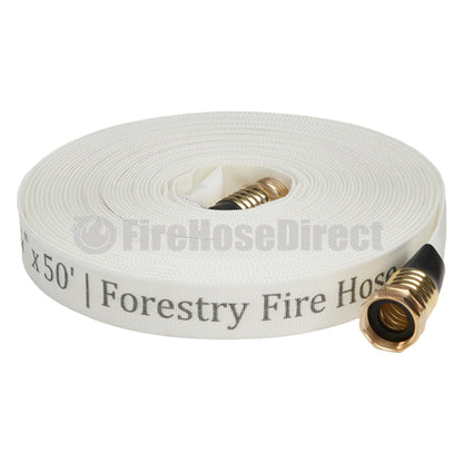 White 3/4" x 50' Forestry Hose (Brass Garden Hose Couplings) - Import