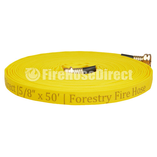 Yellow 5/8" x 50' Forestry Hose (Brass Garden Hose Couplings) - Import