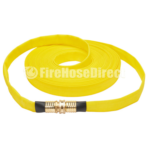 Yellow 3/4" x 50' Forestry Hose (Brass Garden Hose Couplings) - Import with Band