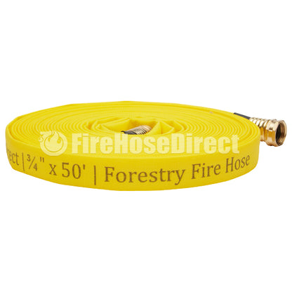 Yellow 3/4" x 50' Forestry Hose (Brass Garden Hose Couplings) - Import