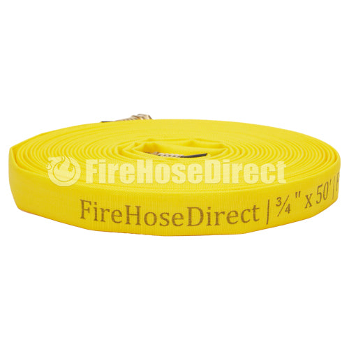 Yellow 3/4" x 50' Forestry Hose (Brass Garden Hose Couplings) - Import