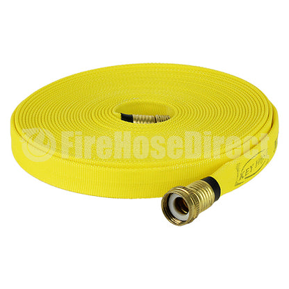 Yellow 5/8" x 50' Forestry Hose (Brass Garden Hose Couplings) with Rubber Band