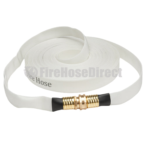 White 3/4" x 50' Forestry Hose (Brass Garden Hose Couplings) - Import