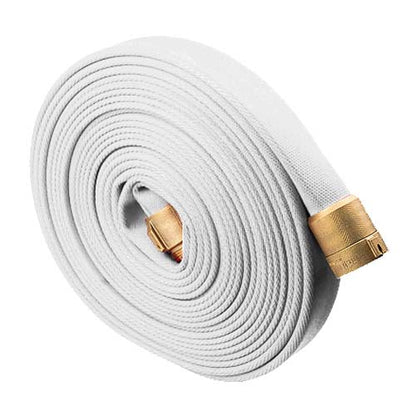 White 1 1/2" x 50' Single Jacket USCG / UL Hose (Brass NPSH Couplings)
