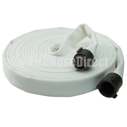 White 1 1/2" x 50' Double Jacket Mill Hose (Alum NPSH Couplings)