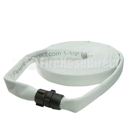 White 1 1/2" x 50' Double Jacket Mill Hose (Alum NPSH Couplings)
