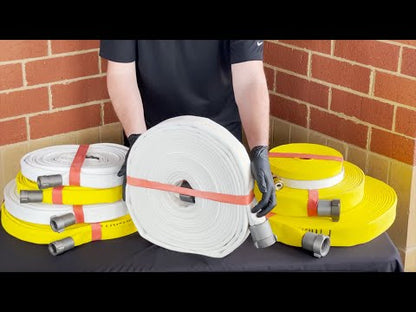 Yellow 5/8" x 50' Forestry Hose (Brass Garden Hose Couplings - 10 Pack)